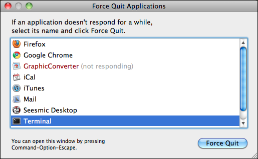 Force to quit a program in mac